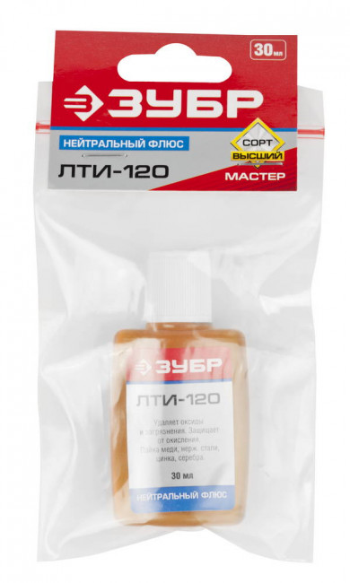 Флюс ЗУБР ЛТИ-120, пластиковый флакон, 30мл  ,  ( 55480-030 )