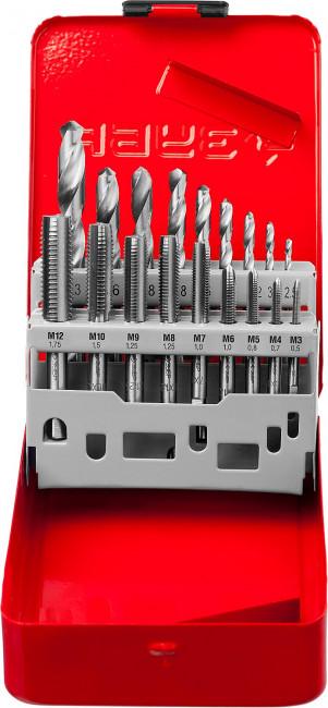 Набор метчиков и плашек ЗУБР "МАСТЕР", сталь 9ХС, 18 предметов,  ( 28115-H18_z01 )