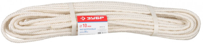 Фал ЗУБР капроновый, d=10,0 мм, 20 м, 2000 кгс, 51 ктекс,  ( 50210-10 )