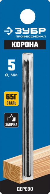 ЗУБР d 5x85/45мм, спиральное сверло по дереву , М-образная заточка ( 29421-085-05_z01 )
