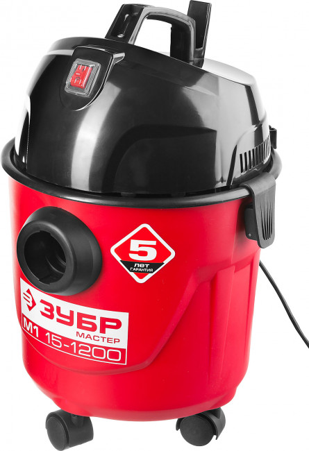 Пылесос хозяйственный, ЗУБР ПУ-15-1200 М1, модель М1-15, 15 л, 1200 Вт, сухая и влажная уборка,  ( ПУ-15-1200 М1 )
