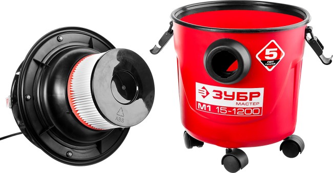 Пылесос хозяйственный, ЗУБР ПУ-15-1200 М1, модель М1-15, 15 л, 1200 Вт, сухая и влажная уборка,  ( ПУ-15-1200 М1 )