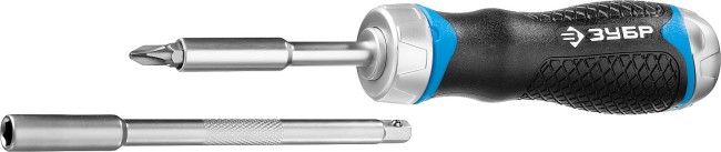 Набор ЗУБР "ПРОФЕССИОНАЛ": Отвертка реверсив с двухкомп рукоят, насадки, CrMo, рукоят с отсеком для хранения бит, 38 предметов,  ( 25352-H38 )