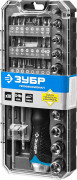 Набор ЗУБР "ПРОФЕССИОНАЛ": Отвертка реверсив с двухкомп рукоят, насадки, CrMo, рукоят с отсеком для хранения бит, 38 предметов,  ( 25352-H38 )