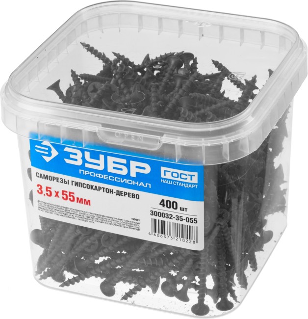Саморезы СГД гипсокартон-дерево, 55 х 3.5 мм, 400 шт, фосфатированные, ЗУБР Профессионал, ( 300032-35-055 ) Саморезы СГД гипсокартон-дерево, 55 х 3.5 мм, 400 шт, фосфатированные, ЗУБР Профессионал, ( 300032-35-055 )