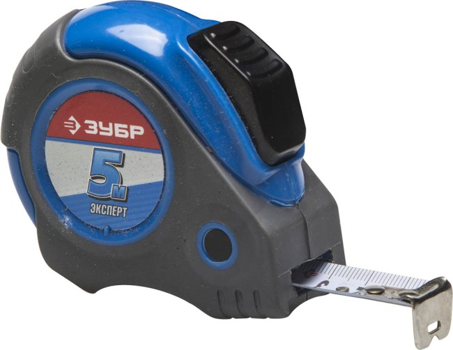 ЗУБР АВТОСТОП 5м / 19мм профессиональная рулетка с ударостойким обрезиненным корпусом,  ( 34057-05-19_z01 )
