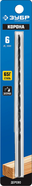 ЗУБР d 6x200/150мм, спиральное сверло по дереву , М-образная заточка ( 29421-200-06_z01 )