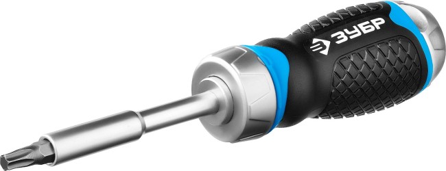 Набор ЗУБР "ПРОФЕССИОНАЛ": Отвертка реверсив с двухкомп рукоят, насадки, CrMo, рукоят с отсеком для хранения бит, 24 предмета,  ( 25353-H24 )