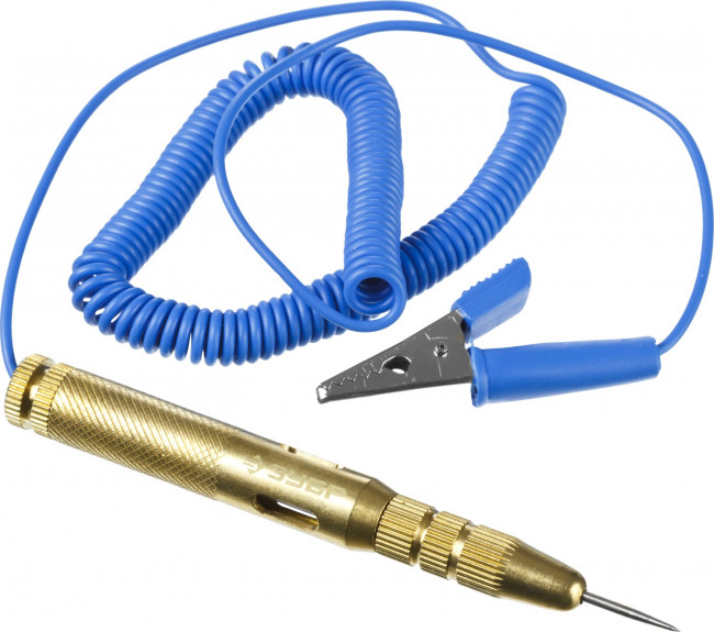 Пробник ЗУБР "ЭКСПЕРТ" для автопроводки, латунный, провод 150см, 6-24В, 115мм,  ( 25740 )