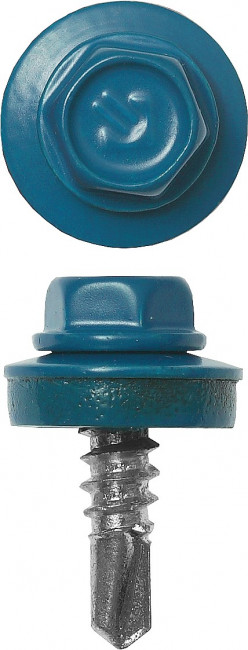 Саморезы СКМ кровельные, RAL 5009 небесно-голубой, 25 x 5,5 мм, 420 шт, для металлических конструкций, ЗУБР,  ( 4-300315-55-025-5009 )