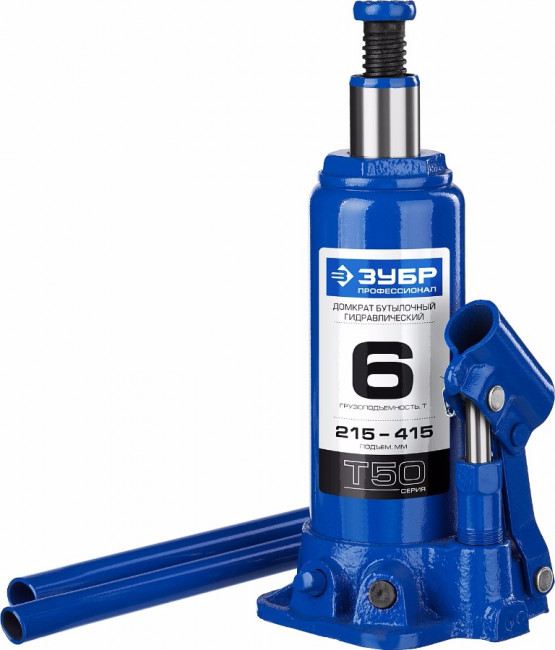 Домкрат гидравлический бутылочный T50, 6т, 215-415мм, ЗУБР Профессионал 43060-6,  ( 43060-6_z01 )