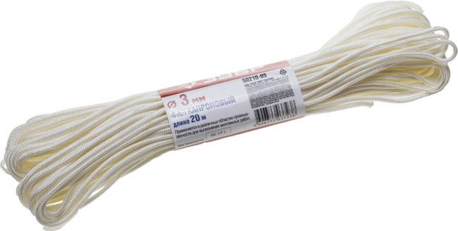 Фал ЗУБР капроновый, d=3,0 мм, 20 м, 200 кгс, 6 ктекс,  ( 50210-03 )
