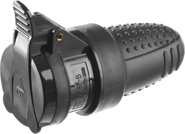 Розетка ЗУБР "ПРОФЕССИОНАЛ" электрическая обрезиненная, 16А/250В, IP44, черная,  ( 55187-B ) Розетка ЗУБР "ПРОФЕССИОНАЛ" электрическая обрезиненная, 16А/250В, IP44, черная,  ( 55187-B )