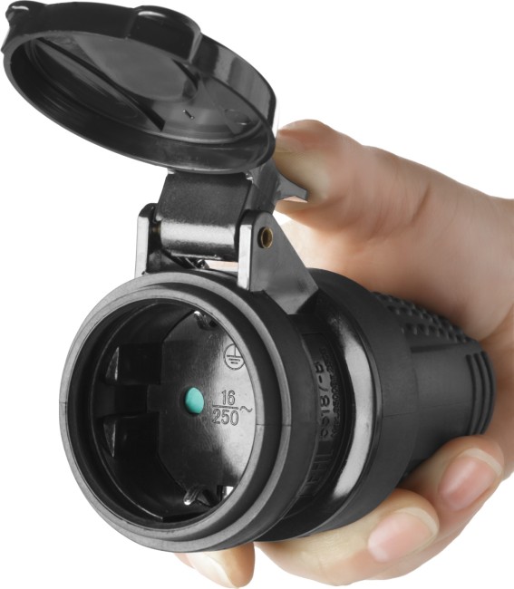 Розетка ЗУБР "ПРОФЕССИОНАЛ" электрическая обрезиненная, 16А/250В, IP44, черная,  ( 55187-B ) Розетка ЗУБР "ПРОФЕССИОНАЛ" электрическая обрезиненная, 16А/250В, IP44, черная,  ( 55187-B )