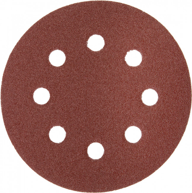 Круг шлифовальный ЗУБР "МАСТЕР" универсальный, из абразивной бумаги на велкро основе, 8 отверстий, Р120, 125мм, 5шт,  ( 35562-125-120 )
