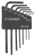 Набор ключей имбусовых ЗУБР"ЭКСПЕРТ"МИНИ для точных работ, Cr-V,HEX SAE 0,028,0,035,0,05,1/16,5/64,3/32,7/64 дюйма,7шт ,  ( 27475-H7 ) Набор ключей имбусовых ЗУБР"ЭКСПЕРТ"МИНИ для точных работ, Cr-V,HEX SAE 0,028,0,035,0,05,1/16,5/64,3/32,7/64 дюйма,7шт ,  ( 27475-H7 )