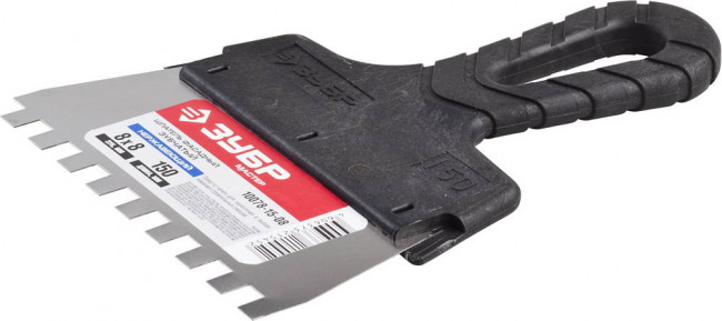 Шпатель ЗУБР "МАСТЕР" ФАСАДНЫЙ, нержавеющее полотно, 150мм, зуб 8х8мм,  ( 10078-15-08 )