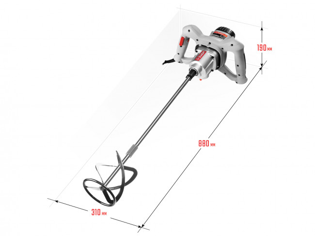 Миксер ЗУБР МР-1050-1 строительный, 2-скоростной,1050Вт, 0-500/0-700 об/мин, М14 патрон, перемешивание "вверх/вниз",  ( МР-1050-1 )