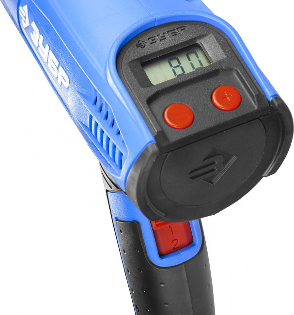 Фен технический (строительный), ЗУБР Профессионал ФТ-П2000 М2ДК, ЖК-дисплей, память темп-ры, 2 режима: 80-600 град, 220/550 л/мин, кейс, 2000 Вт,  ( ФТ-П2000 М2ДК )