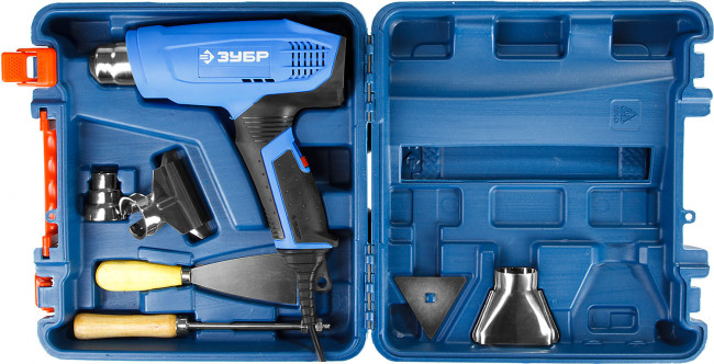 Фен технический (строительный), ЗУБР Профессионал ФТ-П2000 М2ДК, ЖК-дисплей, память темп-ры, 2 режима: 80-600 град, 220/550 л/мин, кейс, 2000 Вт,  ( ФТ-П2000 М2ДК )