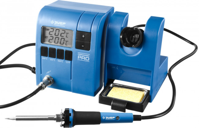 Паяльная станция ЗУБР "ПРОФИ" цифровая с ЖК дисплеем, керамический нагреватель, диапазон 150-450°C, 48Вт, ( 55335 ) Паяльная станция ЗУБР "ПРОФИ" цифровая с ЖК дисплеем, керамический нагреватель, диапазон 150-450°C, 48Вт, ( 55335 )