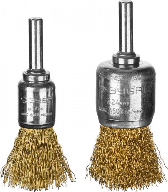ЗУБР "ПРОФЕССИОНАЛ". Набор щеток кистевых для дрели, витая стальная латунированная проволока 0,3мм, для дрели, 2шт,  ( 3532-H2_z02 )