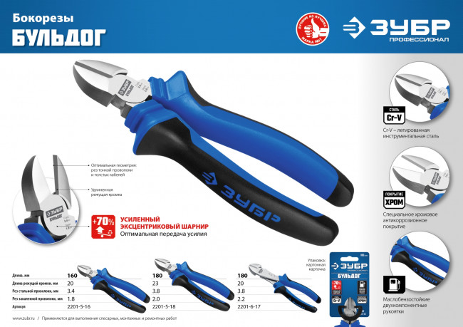 Бокорезы "БУЛЬДОГ", эксцентриковое расположение шарнира, особостойкое спец.покрытие Н12Х1(никель/хром), двухкомп рукоятки, 160мм, ЗУБР Профессионал ( 2201-5-16_z02 ) Бокорезы "БУЛЬДОГ", эксцентриковое расположение шарнира, особостойкое спец.покрытие Н12Х1(никель/хром), двухкомп рукоятки, 160мм, ЗУБР Профессионал ( 2201-5-16_z02 )