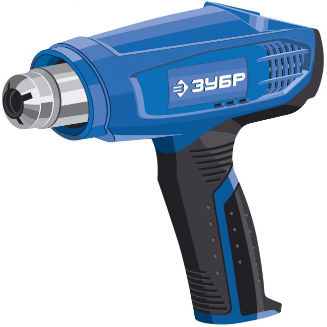 Фен технический (строительный), ЗУБР Профессионал ФТ-П1800, керам. изолятор, электр. регул. темп-ры, 2 режима: 80-550град, 350/550 л/мин, 1800Вт,  ( ФТ-П1800 )