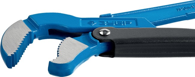 Ключ трубный рычажный ЗУБР "ПРОФЕССИОНАЛ", тип "S", изогнутые губки для труднодоступ мест, цельнокованный, Сr-V, № 2, 1,5",  ( 27336-2_z01 )