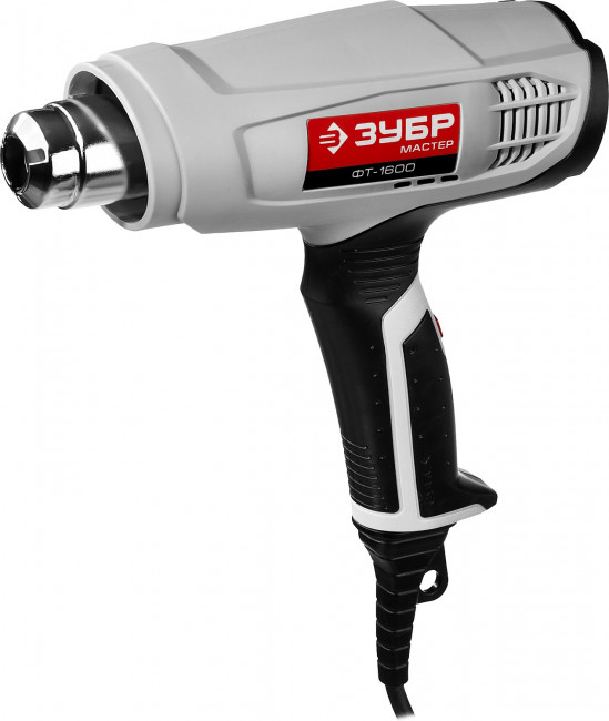 Фен технический (строительный), ЗУБР ФТ-1600, насадки 3 шт, 2 режима: 350град/ 350л/мин, 550град/ 550л/мин, коробка, 1600Вт,  ( ФТ-1600 )