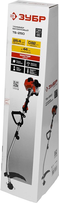 Триммер бензиновый, ЗУБР ТБ-250, 25.4 см3 ( 0.82 л.с. / 0,6 кВт), 8500 об/мин, катушка с леской, шир. скашивания 44 см, рукоятка D-образная,  ( ТБ-250 )