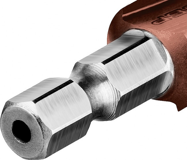 Сверло ЗУБР "КОБАЛЬТ" ступен. по сталям и цвет. мет. ст. Р6М5 с кобальт. покрыт., d=4-12мм, 9ст. d=4-12, L-65мм, 6-тигр.хв.1/4",  ( 29672-4-12-9_z01 )