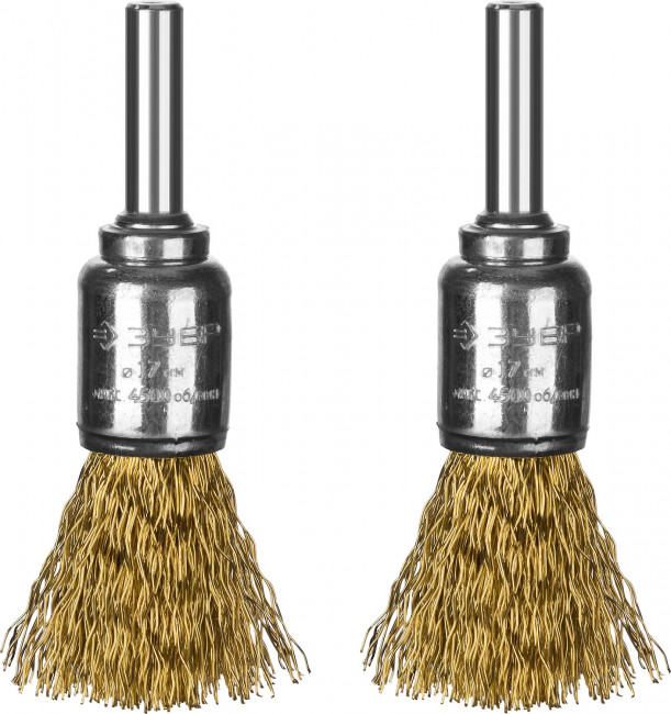 ЗУБР "ПРОФЕССИОНАЛ". Набор щеток кистевых для дрели, витая стальная латунированная проволока 0,3мм, 17мм, 2шт,  ( 35225-17-H2_z02 )