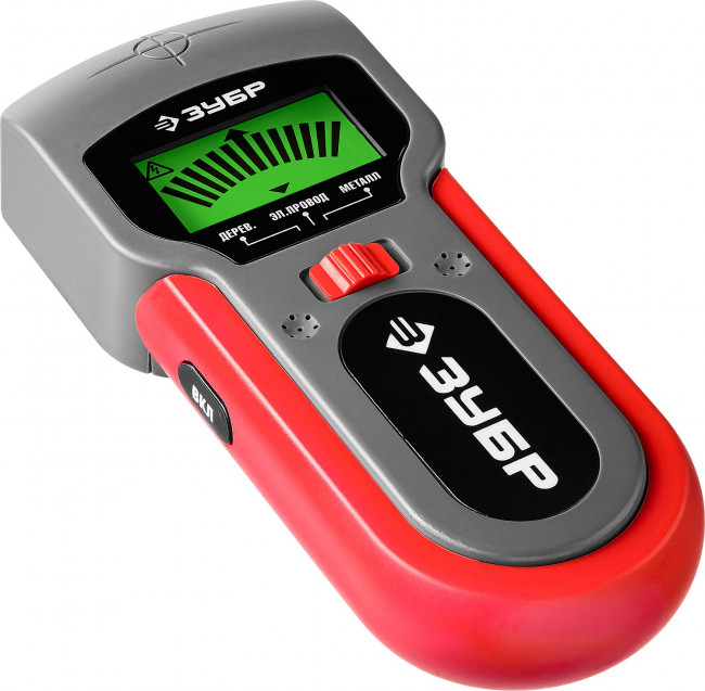 Металлодетектор многофункц, ЗУБР, 45265, ЖК дисплей, автокалибровка, металл(38мм), проводка(50мм), дерево(19мм),  ( 45265 )