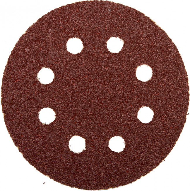 Круг шлифовальный ЗУБР "МАСТЕР" универсальный, из абразивной бумаги на велкро основе, 8 отверстий, Р40, 125мм, 5шт ,  ( 35562-125-040 )
