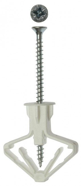 Дюбель полипропиленовый, тип "Бабочка", для пустотелых конструкций, с оцинкованным саморезом, 10 х 50 мм, 4 шт, ЗУБР,  ( 4-301326 )