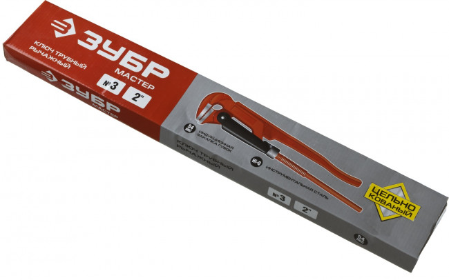 Ключ трубный ЗУБР "МАСТЕР" рычажный, прямые губки, цельнокованный, № 3, 2",  ( 27314-3 )