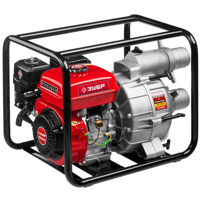 Мотопомпа бензиновая, ЗУБР, для грязной воды, 1000 л/мин (60 м3/ч), патрубки 80 мм, напор 26 м, всасывание 8 м,  ( МПГ-1000-80 )