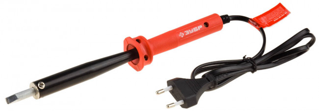 Электропаяльник ЗУБР "МАСТЕР" с пластиковой рукояткой и долговечным жалом, форма клин, 100Вт ,  ( 55400-100_z01 ) Электропаяльник ЗУБР "МАСТЕР" с пластиковой рукояткой и долговечным жалом, форма клин, 100Вт ,  ( 55400-100_z01 )