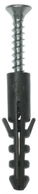 Дюбель распорный полипропиленовый, тип "ЕВРО", в комплекте с шурупом, 5 х 25 / 3,0 х 30 мм, 15 шт, ЗУБР,  ( 30662-05-25 )