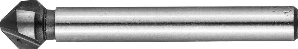 Зенкер ЗУБР "ЭКСПЕРТ" конусный с 3-я реж. кромками, сталь P6M5, d 8,3х50мм, цилиндрич.хв. d 6мм, для раззенковки М4,  ( 29730-4 )