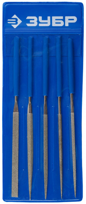 Набор ЗУБР "ЭКСПЕРТ" Надфили с алмазным напылением в пакете PVC, P 140, 140х75мм, 5 предметов,  ( 33386-140-H5 )