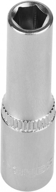 Головка торцовая ЗУБР "МАСТЕР" (1/4"), удлиненная, Cr-V, FLANK, хроматированное покрытие, 7мм,  ( 27717-07 )