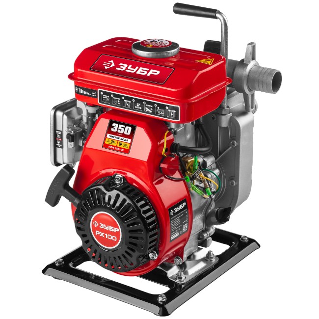 Мотопомпа бензиновая, ЗУБР, 350 л/мин (21 м3/ч), патрубки 40 мм, напор 25 м, всасывание 7 м,  ( МПЧ-350-40 )