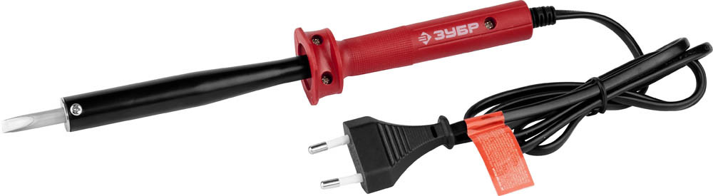 Электропаяльник ЗУБР "МАСТЕР" с пластмассовой рукояткой и долговечным жалом, форма клин, 80Вт, ( 55400-80_z01 ) Электропаяльник ЗУБР "МАСТЕР" с пластмассовой рукояткой и долговечным жалом, форма клин, 80Вт, ( 55400-80_z01 )