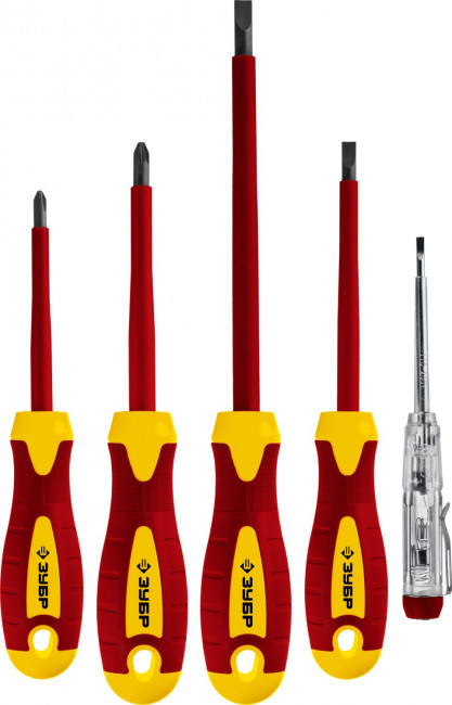 Набор: Отвертки SL 3, 5 / PH 1, 2, тестер 100-250 В, ЗУБР "ПРОФЕССИОНАЛ" 25265, в коробке, 5 предметов ( 25265 ) Набор: Отвертки SL 3, 5 / PH 1, 2, тестер 100-250 В, ЗУБР "ПРОФЕССИОНАЛ" 25265, в коробке, 5 предметов ( 25265 )