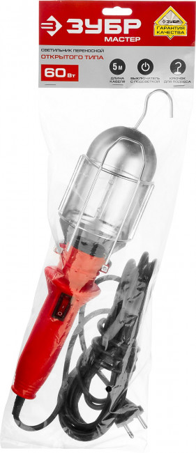 Светильник переносной с выключателем, 5м, 60 Вт/220В, ЗУБР, ( 61802_z01 ) Светильник переносной с выключателем, 5м, 60 Вт/220В, ЗУБР, ( 61802_z01 )