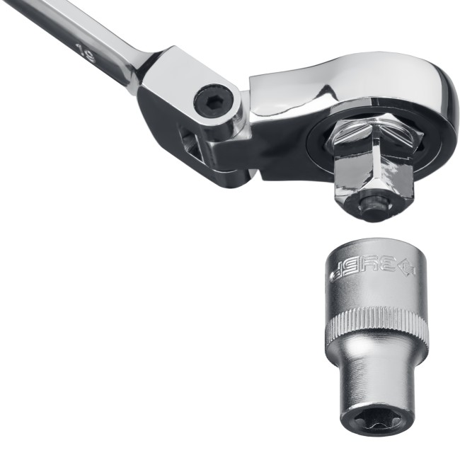 Набор комбинированных гаечных ключей трещоточных шарнирных с  адаптерами, 10 шт, 8 - 19 мм, ЗУБР,  ( 27102-H10 )