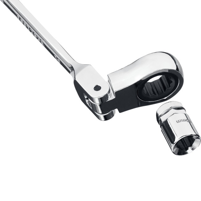 Набор комбинированных гаечных ключей трещоточных шарнирных с  адаптерами, 10 шт, 8 - 19 мм, ЗУБР,  ( 27102-H10 )