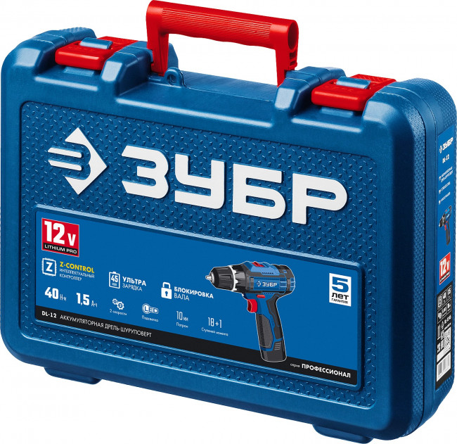 DL-12 дрель-шуруповерт, 2 АКБ, в кейсе, ЗУБР Профессионал,  ( DL-12 A5 )